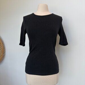La Ligne Black Ribbed Tee